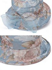 economico Cappelli da donna-Cappello da sole da donna in stile bohémien, traspirante e leggero, in poliestere, con fantasia floreale multicolore e fiocco, perfetto per le vacanze al mare, l'uso quotidiano e i viaggi estivi.