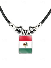 preiswerte Zubehör-Herren-Legierung &amp;Acryl-Halskette mit Anhängern in Nationalflaggen-Optik, verschiedene Ländermotive, lässiger Boho-Stil, perfekt für Fußballfans, Spieltage und Outdoor-Aktivitäten. &amp;Alltagskleidung