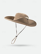 abordables Chapeaux pour hommes-Chapeau de soleil imperméable pour homme en polyester à large bord, pliable et multicolore, idéal pour la pêche, la randonnée, les vacances à la plage, le camping, le trekking et les voyages décontractés.