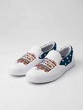 billiga Kvinnoskor-USA:s 250-årsjubileum Dam America slip-on canvas sneakers - Patriotisk USA-flagga tryck Lätta andningsbara vardagsskor för självständighetsdagen parader  vardagligt streetwear