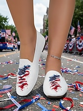  Damen-Strickschuhe zum 250-jährigen Jubiläum der USA – bequeme, leichte Freizeitschuhe im patriotischen Streetstyle für Nationalfeiertage, Festivals und Reisen &alltägliches Gehen