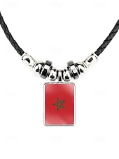 preiswerte Zubehör-Herren-Legierung &amp;Acryl-Halskette mit Anhängern in Nationalflaggen-Optik, verschiedene Ländermotive, lässiger Boho-Stil, perfekt für Fußballfans, Spieltage und Outdoor-Aktivitäten. &amp;Alltagskleidung