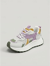 cheap Women's Sneakers-Women's Chunky Platform Sneakers - Trendy Grey, Purple &amp; Yellow Color Block Dad Shoes with Thick Sole for Daily Streetwear, Casual Walking &amp; Urban Fashion Outfits