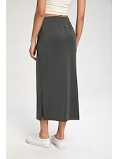 voordelige Actieve Rokken-Dames Tennis- en golfrokken Casual Midi Hoge taille Rokken Rekbaar Fitness Grafietgrijs Gedistilleerde koffie Wit Lente