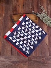  Dames bohemian katoenen bandana set met Amerikaanse vlag, bestaande uit twee delen: een veelzijdige hoofddoek en nekwarmer voor de viering van het 250-jarig bestaan van de VS, Onafhankelijkheidsdag,