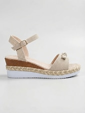 halpa Espadrille-sandaalit-Naisten kangaskiilakorkoiset espadrille-sandaalit - mukavat ja solkikiinnityksellä varustetut platform-sandaalit uima-allaslomiin ja kesäisiin rantakohteisiin &amp;rento loma-asu