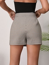 voordelige Grafische rokken-Dames Vakantierok Modieus Casual Mini Hoge taille Rokken Pied-de-poule Afdrukken Micro-elastisch Dagelijks Straat Zwart Bruin Zomer
