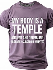 ieftine Tricouri cu umor sarcastic-Corpul meu este un templu antic, blestemat, bântuit, tricou amuzant, sarcastic, cu umor, grafic, guler rotund, mânecă scurtă, cadou de ziua de naștere pentru el, cadou de glumă, haine de designer