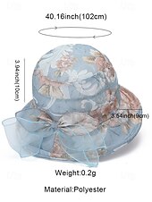 economico Cappelli da donna-Cappello da sole da donna in stile bohémien, traspirante e leggero, in poliestere, con fantasia floreale multicolore e fiocco, perfetto per le vacanze al mare, l'uso quotidiano e i viaggi estivi.