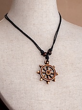 voordelige Heren sieraden-Halsketting voor heren in bohemian vintage stijl, gemaakt van acryl, met verschillende hangeropties, waaronder een schildpad en ivoor, en een verstelbaar koord. Ideaal voor een strandvakantie,