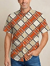  רטרו\וינטאג' היפי שנות ה-70 חולצה שרוולים קצרים היפי גיאומטרי רטרו תחפושות בגדי ריקוד גברים פסטיבל מוזיקה מפלגה לבוש יומיומי מבוגרים חולצה אביב קיץ