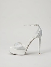 abordables Sandales à Plateforme-Sandales blanches à plateforme pour femme, à talons aiguilles et bride cheville, idéales pour un mariage ou une cérémonie. &amp; réception