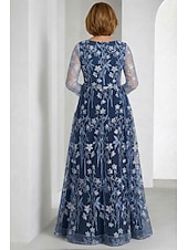 abordables Largo del piso-Dos Piezas Corte A Hasta el Suelo Vestido de Madrina Manga Larga Camiseta con cuello redondo Elegante Vintage Embellecido Formal Invitado a la boda Fiesta de Boda Encaje con Bordados Apliques