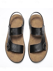 cheap Men-Men's Black Open-Toe Strap Sandals - Adjustable Comfort Summer Shoes - Casual Island &amp; Cruise Footwear for Vacation Travel, Deck Walking and Outdoor Leisure