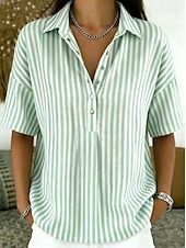  Mulheres Camisa Social Listrado Férias Moda Diário Sem Manga Aberto para a Lateral Tops regulares Casual Diário Amarelo Verde Claro Rosa Vermelho Marron Verão Primavera