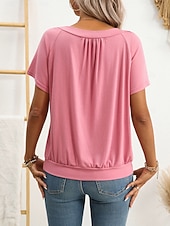  Pentru femei Tricou Tricouri Simplu Elegant Stilat Manșon scurt În V Topuri obișnuite Casual Zilnic Plajă Alb Roz Îmbujorat Bleumarin Trifoi Vară Primăvară