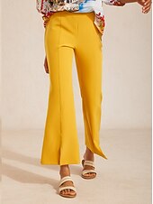 economico Pantaloni-pantaloni svasati corti in twill elasticizzato