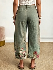  Mujer Perneras anchas pantalones Pantalones Cortos Vacaciones Vintage Casual Hasta el Tobillo Alta cintura Floral Graphic Estampado Confortable Comodidad Transpirabilidad Rígido Diario Exterior Calle