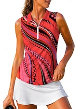 abordables Camisa de Mujer-Mujer Geométrico Abstracto Tops Camisa deportiva Camisas de polo Camiseta de tenis Sin Mangas Cremallera Floral UPF50+ Resistente a los rayos UV Alta elasticidad Dispersor de humedad Transpirable