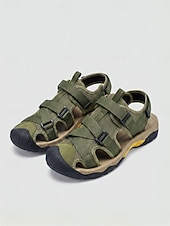 abordables Sport Sandals-Women's Army Green Closed Toe Outdoor Sport Sandals - Adjustable Straps Non-Slip Breathable Footwear for Hiking, Walking &amp; Water Activities