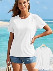 cheap Plain tee-Women's T Shirt Plain Vintage Stylish Basic Short Sleeve Crew Neck Regular Tops Casual Daily White Pink Purple Green Summer Spring