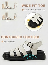 abordables Sandalias Gladiador-Women's Beige Platform Fisherman Sandals – Comfort Wide Fit Adjustable Strap Sandals with Contoured Footbed for Casual Walking &amp; Summer Everyday Wear