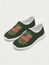 voordelige Vrouwenschoenen-Dames instapschoenen ter ere van het Amerikaanse jubileum - ademend &amp;Lichtgewicht casual sneakers van mesh met "1776-2026" &amp;Print met de Amerikaanse vlag, ideaal voor Onafhankelijkheidsdagparades en