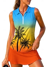 economico Camicia Donna-Per donna Sfumatura Tropicale Top Maglietta sportiva Polo da golf Maglia da tennis Senza Maniche Cerniera Floreale UPF50+ Resistente ai Raggi UV Alta elasticità Traspirante Pallavolo Tennis Golf