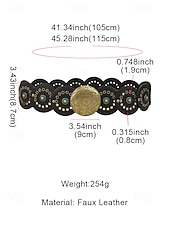preiswerte Damengürtel-Boho-Gürtel mit runden Conchos für Damen, Western-Taillengürtel aus Kunstleder mit türkisfarbenen Nieten, Vintage-Gürtel mit Concho-Verzierung für Kleider, Festivals, Urlaub, Cowgirl-Look und lässige