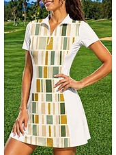 voordelige Dames jurk-Dames Geometrisch Sportkleding Tennispolojurk Korte mouw Kwart ritssluiting UPF50+ Elastisch Zweetafvoerend Ademend Volleybal Tennis Golf Strijkijzer Polo kraag Jurken Geel Blauw Paars Tenniskleding
