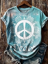  Jour de l'Indépendance Américaine Femmes T-shirt Imprimé Graphique Plantes ancien Élégant Classique Manche Courte Col ras du cou Hauts Réguliers Occasionnel Quotidien Bleu Marron Vert Été Printemps
