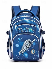 preiswerte Kids &amp; Teen Backpacks-Boys School Backpack with Dinosaur &amp; Astronaut Prints, Large Capacity Multi Pocket Polyester Bookbag, Lightweight Travel Backpack for Elementary School, Camping, Daily Use