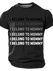  Cămașă bărbătească „I belong to mommy” cu imprimeu amuzant cu litere în gradient, croială regulată, cadou de familie, zi de zi, casual, verde, haine de designer, s, m, l, xl, xxl, xxxl