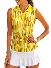 abordables Tenis-Mujer Geométrico Abstracto Tops Camisa deportiva Camisas de polo Camiseta de tenis Sin Mangas Cremallera Floral UPF50+ Resistente a los rayos UV Alta elasticidad Dispersor de humedad Transpirable