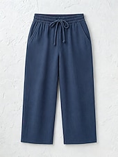baratos Partes inferiores-Women's Cotton Linen Shorts Capri Pants Chinos Summer Shorts Vacation Streetwear Casual Knee Length Medium Waist Plain Drawstring Pocket Comfortable Breathable Inelastic Daily Outdoor Street