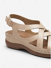 voordelige Comfortsandalen-Comfortabele dameswandelsandalen met een gedempt voetbed en verstelbare sleehak met gekruiste bandjes, ideaal voor winkelen, reizen en dagelijks gebruik.