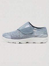 abordables Baskets femme-Chaussures de marche bleues à lacets et fermeture velcro pour femmes - baskets décontractées, légères, respirantes et confortables, idéales pour les pieds larges et gonflés, au quotidien et en voyage.