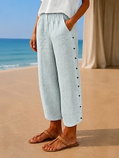 economico Fondi-Per donna Chinos Pantaloni Estivi Pantaloni harem Streetwear Casual Lunghezza intera Vita media A righe Tasca Fascia Elastica Comodo Comodità Micro-elastico Quotidiano Casa All'aperto Grigio chiaro