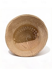 baratos Chapéus Femininos-Chapéu bucket feminino em poliéster trançado com cinto de couro, chapéu de sol leve para o verão, ideal para férias, praia, uso casual ao ar livre e dia a dia.