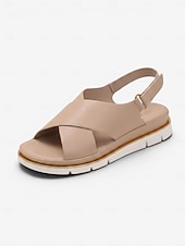 preiswerte Komfortsandalen-Bequeme, verstellbare Slingback-Sandalen für Damen mit gekreuzten Riemen und Fußgewölbeunterstützung sowie rutschfester Sohle für den Alltag und auf Reisen.