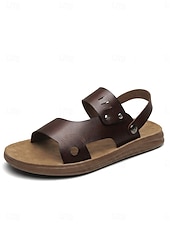 cheap Men-Men's Black Open-Toe Strap Sandals - Adjustable Comfort Summer Shoes - Casual Island &amp; Cruise Footwear for Vacation Travel, Deck Walking and Outdoor Leisure