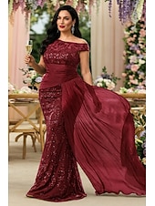 preiswerte Bodenlänge-Schlauchkleid Bodenlang Abschlussballkleid Perlenbestickt Partykleid Brautmutterkleid Kurzarm Rundhalsausschnitt Elegant Vintage luxuriös Formeller Abend Hochzeitsfeier mit Perlenstickerei