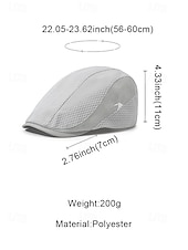 cheap Men's Hats-Men's Mesh Beret Hat - Breathable Polyester Ivy Cabbie Cap with Adjustable Buckle, Multiple Colors, Lightweight Newsboy Flat Cap for Summer Travel, Outdoor Activities &amp; Daily Casual Wear