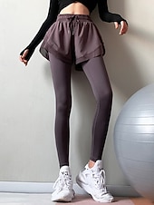 voordelige Yoga leggings en panty's-Dames Fitnessleggings Trainingsbroek Yogabroek 2 in 1 Elastische tailleband Naadloos Sportschooltraining Hardlopen Fitness Broeken Effen Kleur Zwart Paars Groen Sport Sportkleding Hoge Elasticiteit