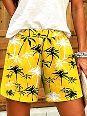 billiga Grafiska shorts-Dam Capribyxor Damasker Semester Vintage Hawaiisk Vadlängd Medium Midja Blommig Grafisk Tropisk Mönster Komfort Oelastisk Dagligen Utomhus Semester Gul Rubinrött Blå Sommar Vår Normal