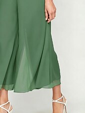  Dames Breed Been Chinese Elegant Kuitlengte Middelhoge taille Rekbaar Shale Green Zomer Lente Herfst