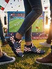 halpa Jalkapallokengät naisille-naisten isänmaalliset lenkkarit vuodelta 2026 - amerikkalaisen lipun kuviolliset nauhakengät, mukavat fanityyliset kengät jalkapallotapahtumiin &amp;jokapäiväinen käyttö