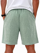 cheap Classic-Men's Shorts Summer Shorts Beach Shorts Casual Shorts Drawstring Elastic Waist Solid Color Comfort Knee Length Daily Outdoor Streetwear Fashion Retro Vintage Blue White Micro-elastic