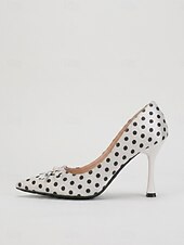 tanie Lata 50. XX wieku-Damskie szpilki w kropki w stylu retro z lat 50. – szpilki w szpic w stylu Audrey Hepburn z kokardką na imprezy rockabilly i swingowe tańce &amp;elegancka suknia wieczorowa
