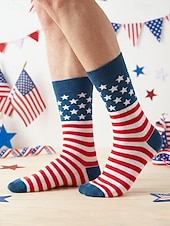 ieftine Accesorii-Șosete patriotice pentru bărbați - amestec de bumbac cu steagul SUA &amp;șosete cu model de bancnotă de un dolar pentru a 250-a aniversare a Americii, Ziua Independenței, sporturi în aer liber &amp;ținute